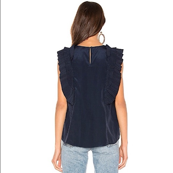 Joie Cruzita Pleated-ruffle Blouse In Midnight –– NWT - Picture 5 of 15